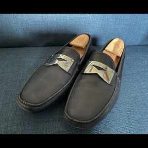 Black Prada Loafers • Silver Buckle• Prada Size 10